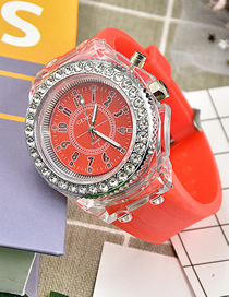 Fashion Red Plastic Geometric Round Dial Watch