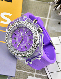Fashion Purple Plastic Geometric Round Dial Watch