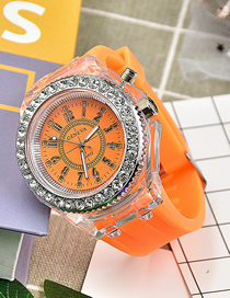 Fashion Orange Plastic Geometric Round Dial Watch