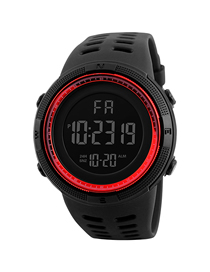 Fashion Red Plastic Geometric Round Dial Watch