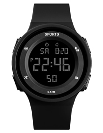 Fashion 2305 Black Silicone Geometric Round Dial Watch