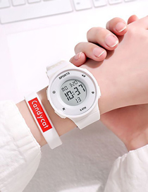 Fashion 2305 White Silicone Geometric Round Dial Watch