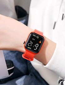 Fashion Orange Plastic Square Dial Watch