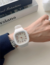 Fashion White Plastic Square Dial Watch