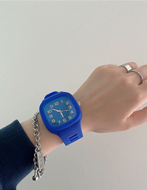 Fashion Klein Blue Plastic Square Dial Watch