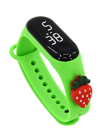 Fashion Green Strawberry Plastic Cartoon Rectangular Dial Watch