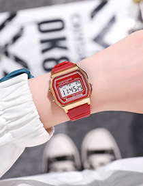 Fashion Red Plastic Square Dial Watch