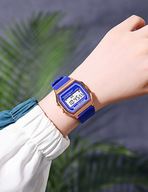 Fashion Dark Blue Plastic Square Dial Watch