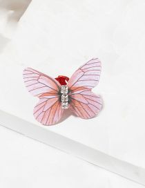 Fashion Pink M3120 Metal Diamond Butterfly Geometric Hair Buckle
