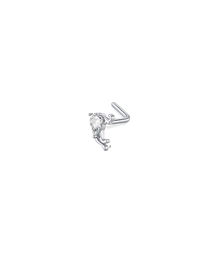 Fashion Peach Heart (8 Pieces) Titanium Diamond Heart Pierced Nose Ring