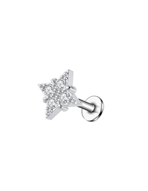 Fashion Four Diamonds (set Of 7) Titanium Steel Inlaid Zirconium Four-pointed Star Pierced Stud Earrings
