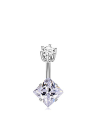 Fashion Prismatic Four-claw Zircon (set Of 5) Titanium Steel Inlaid Opal Diamond Geometric Piercing Navel Nail
