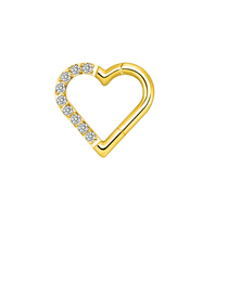 Fashion Diamond Gold (g23) 1.2*8 (4pcs) Titanium Diamond Heart Piercing Nose Ring