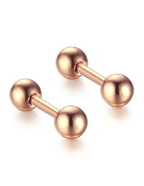 Fashion 0.8*8*4 Rose Gold (10) Stainless Steel Barbell Double-ended Ball Piercing Stud Earrings