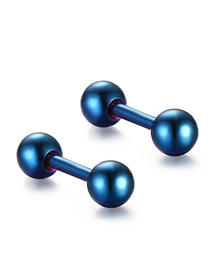 Fashion 1.2*6*4 Blue (10) Stainless Steel Barbell Double-ended Ball Piercing Stud Earrings