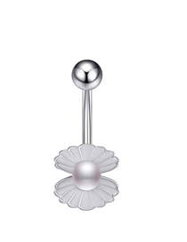 Fashion Shell Pearls (5 Pcs) Titanium Steel Inlaid Pearl Shell Piercing Navel Nail