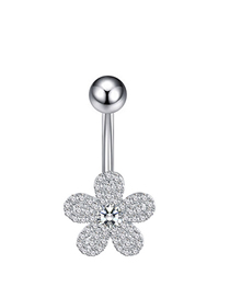 Fashion 5 Flowers (5) Titanium Steel Diamond Flower Piercing Navel Nail