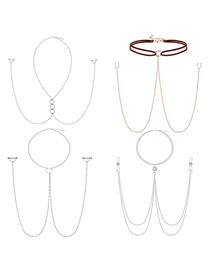 Fashion 4-piece Milk Chain (2 Sets) Titanium Steel Geometric Chain Piercing Milk Chain