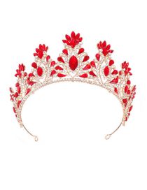 Fashion Red Alloy Diamond Geometric Crown