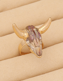 Fashion 7# Resin Geometric Bull Head Ring