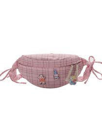 Fashion Pink Pu Check Large Capacity Crossbody Bag