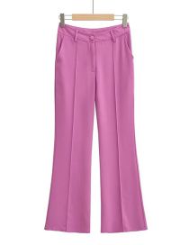 Fashion Pink Solid Color Flared Trousers