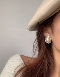 Fashion Ear Clip Weaving Oval Large Pearl Ear Clips Without Pierced Ears