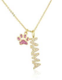 Fashion Gold-plated Color Zirconium Cat Claw Gold-plated Cats Claw Pendant Necklace With Zircon Letters