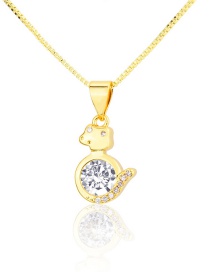 Fashion Golden Snake Gold-plated Copper Pendant Necklace With Zircon And Zodiac Signs