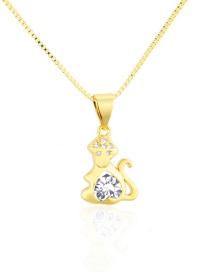 Fashion Golden Monkey Gold-plated Copper Pendant Necklace With Zircon And Zodiac Signs