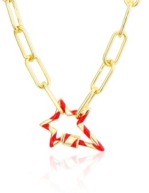 Fashion Gilded Red Turnbuckle Oil Drip Irregular Five-pointed Star Pendant Necklace
