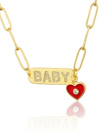 Fashion Baby Gold Glossy Letter Tag Drop Oil Love Diamond Necklace