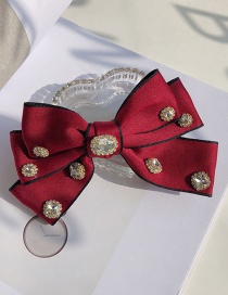 Fashion Red Bowknot Diamond-studded Fabric Hairpin