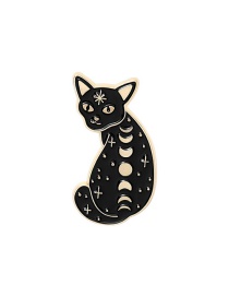 Fashion Cat 1 Moon Cat Enamel Drip Oil Geometric Brooch