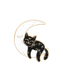Fashion Cat 4 Moon Cat Enamel Dripping Geometric Brooch