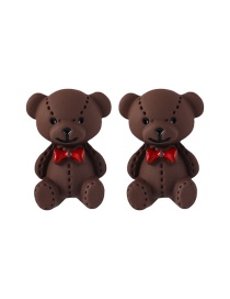 Fashion Brown Bow Bear Three-dimensional Earrings