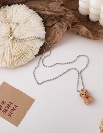 Fashion Beige (red Bow) Plush Bear Alloy Necklace