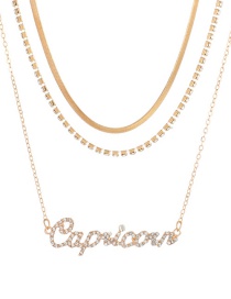 Fashion Capricorn Twelve Constellation Letters Multilayer Necklace With Diamonds