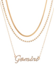 Fashion Gemini Twelve Constellation Letters Multilayer Necklace With Diamonds