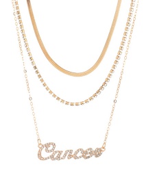 Fashion Cancer Twelve Constellation Letters Multilayer Necklace With Diamonds