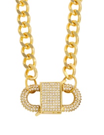 Fashion Golden Diamond-studded Geometric Copper-plated Openwork Necklace