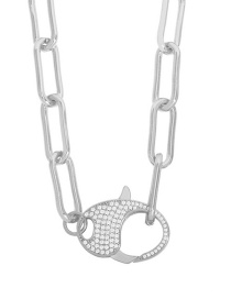 Fashion Silver Thick Chain Diamond Keychain Necklace