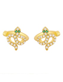 Fashion Golden B Snake-shaped Diamond Earrings Without Pierced Ears