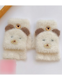 Fashion White Little White Bear [3-8 Years Old] Plush Thickened Clamshell Fruit Embroidery Children Gloves