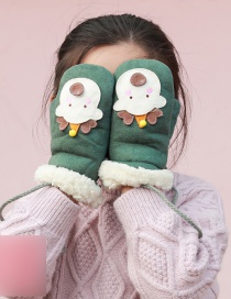 Fashion Milky White Green Elk [5-12 Years Old] Plush Thickened Clamshell Fruit Embroidery Children Gloves