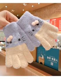 Fashion Sky Blue White And Purple [3-6 Years Old] Plush Thickened Clamshell Fruit Embroidery Children Gloves