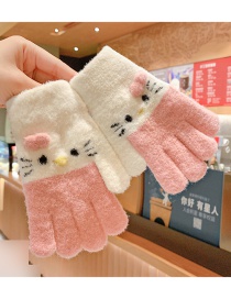 Fashion Light Blue Korean Pink White [3-6 Years Old] Plush Thickened Clamshell Fruit Embroidery Children Gloves