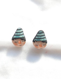 Fashion One Earring Face Color 4d Oil Painting Doll Earrings