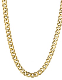 Fashion Gold 7mm40cm Stainless Steel Milled Six-sided Cuban Chain Thick Chain Necklace