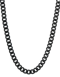Fashion Black 7mm40cm Stainless Steel Milled Six-sided Cuban Chain Thick Chain Necklace